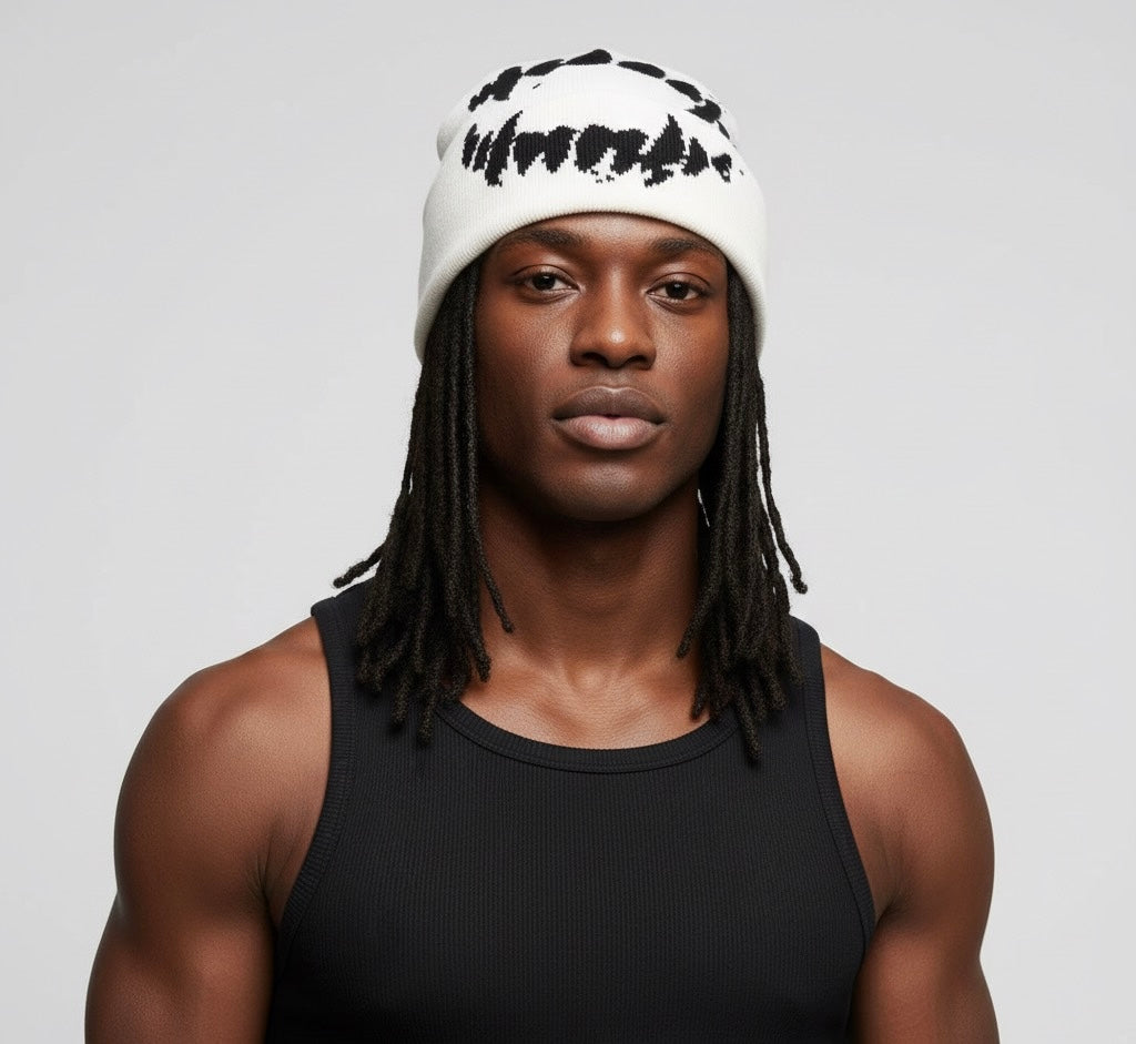 Tooth graphic beanie in White