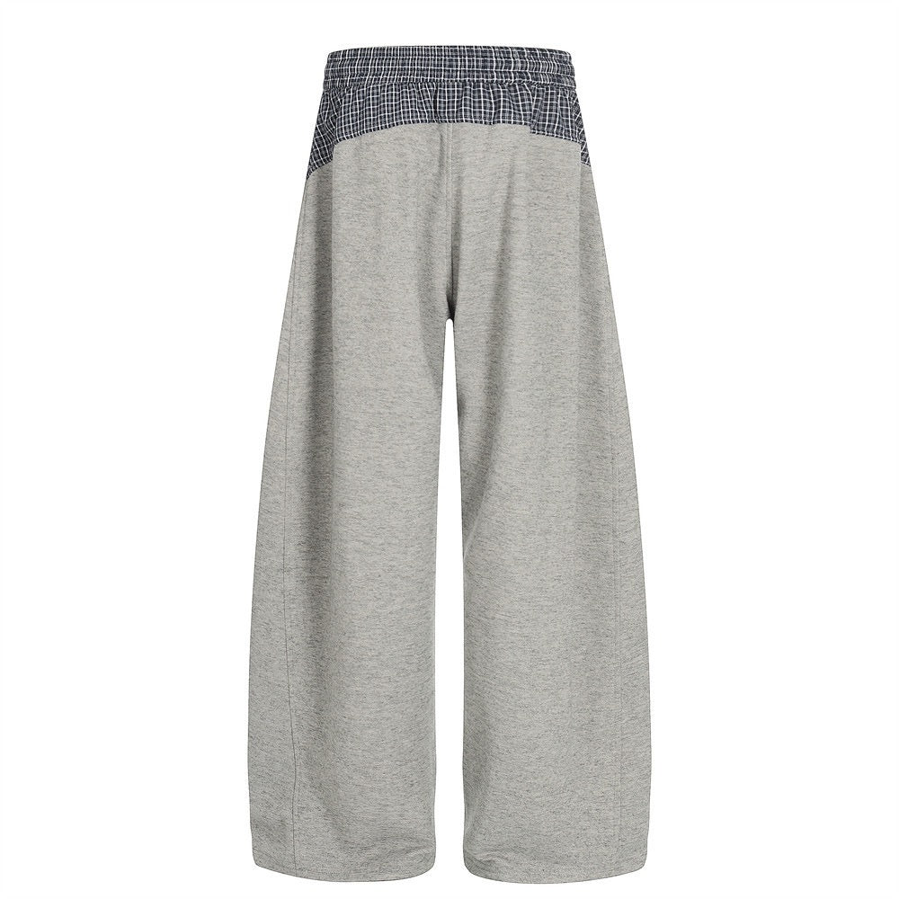 Plaid patchwork baggy sweatpants
