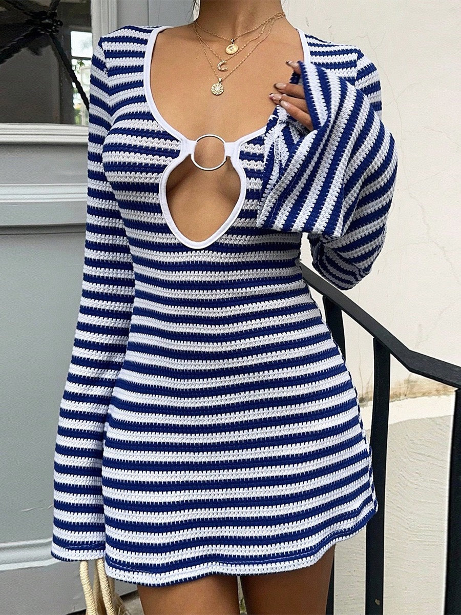 Stripped crochet beach dress