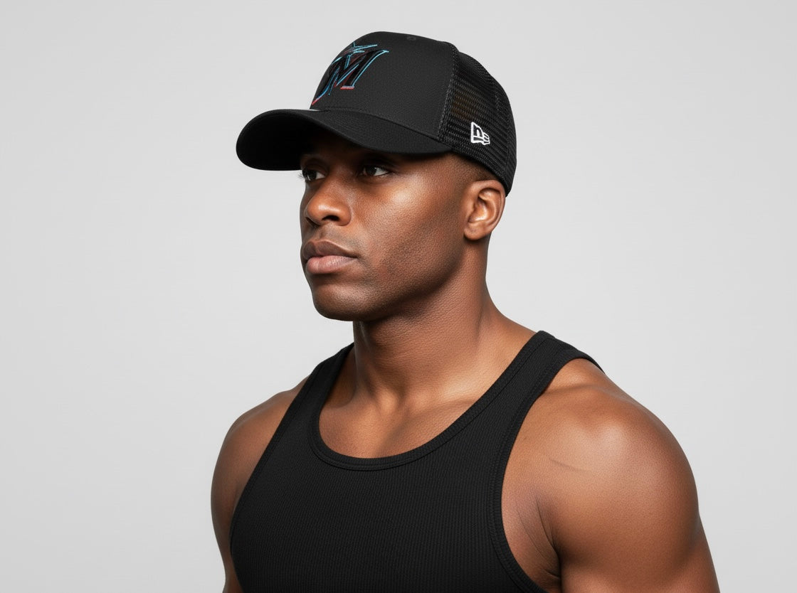 New Era MLB Trucker 9Forty Cap Miami Marlins "Black"