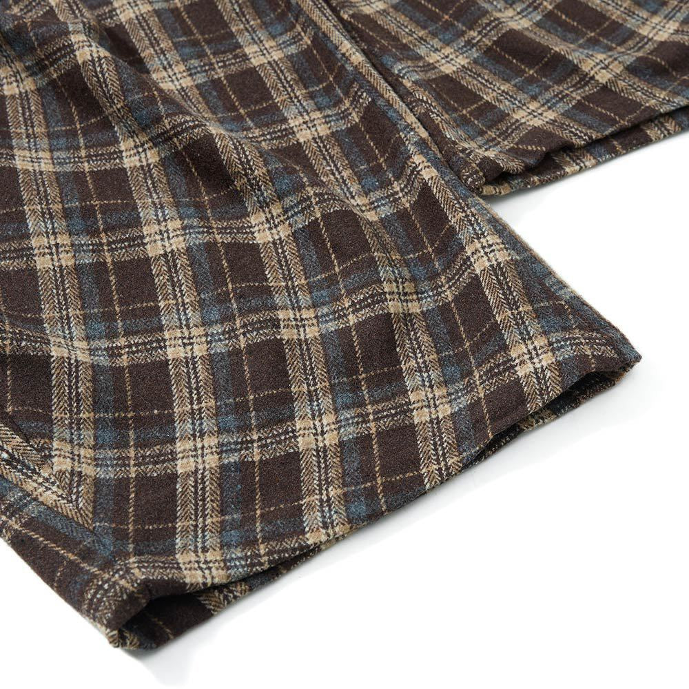 Brown plaid wide-leg cargo pants