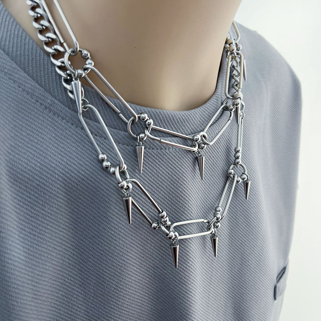 Punk spike chain choker & necklace