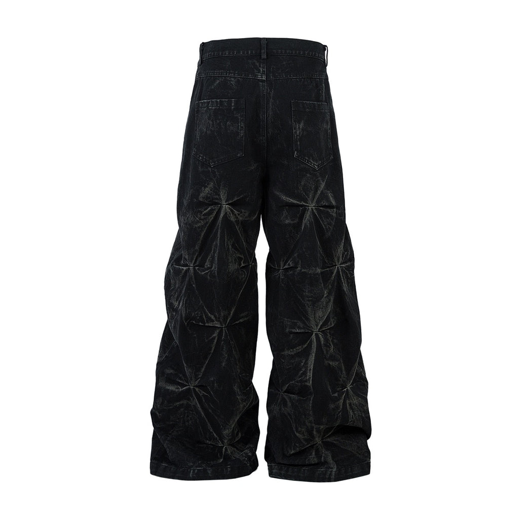 3D Quilted Denim with star-shaped puff texture