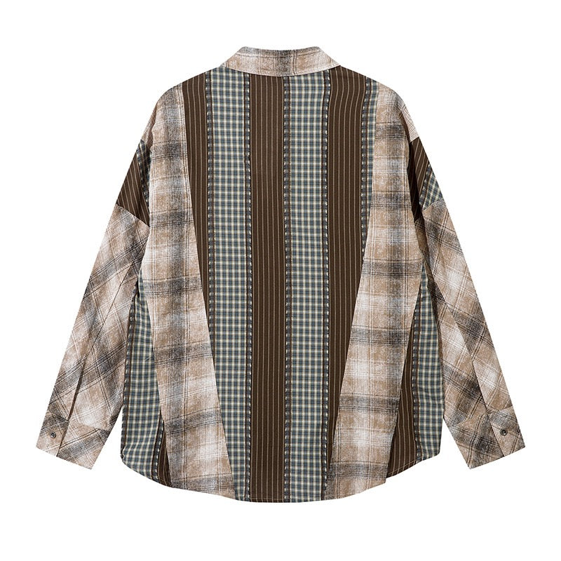 Retro Waste Soil Style Plaid Long Sleeve Shirt