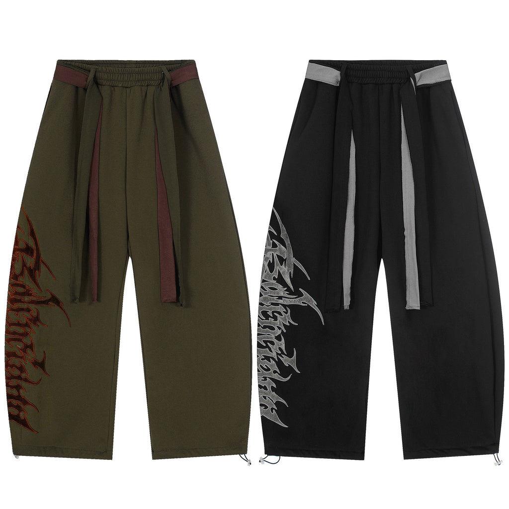 Graphic Drawstring Joggers large gothic/flame side graphic