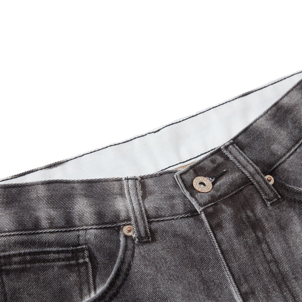 Washed Charcoal gray Wide-Leg Denim