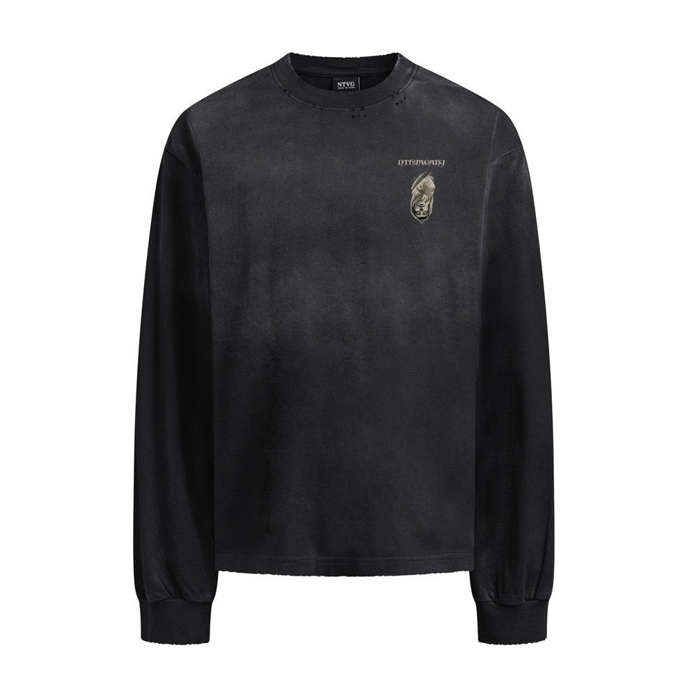 Washed black crewneck sweatshirt