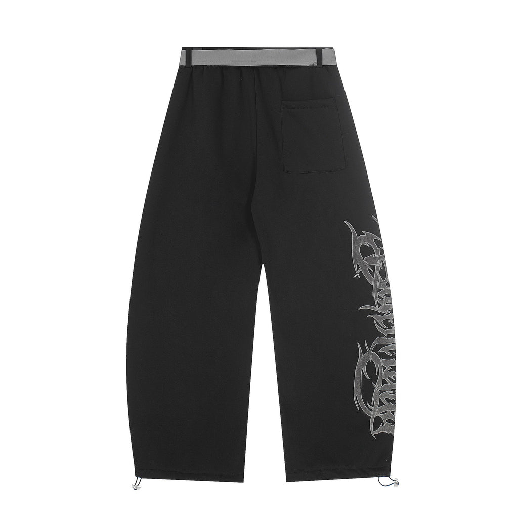 Graphic Drawstring Joggers large gothic/flame side graphic