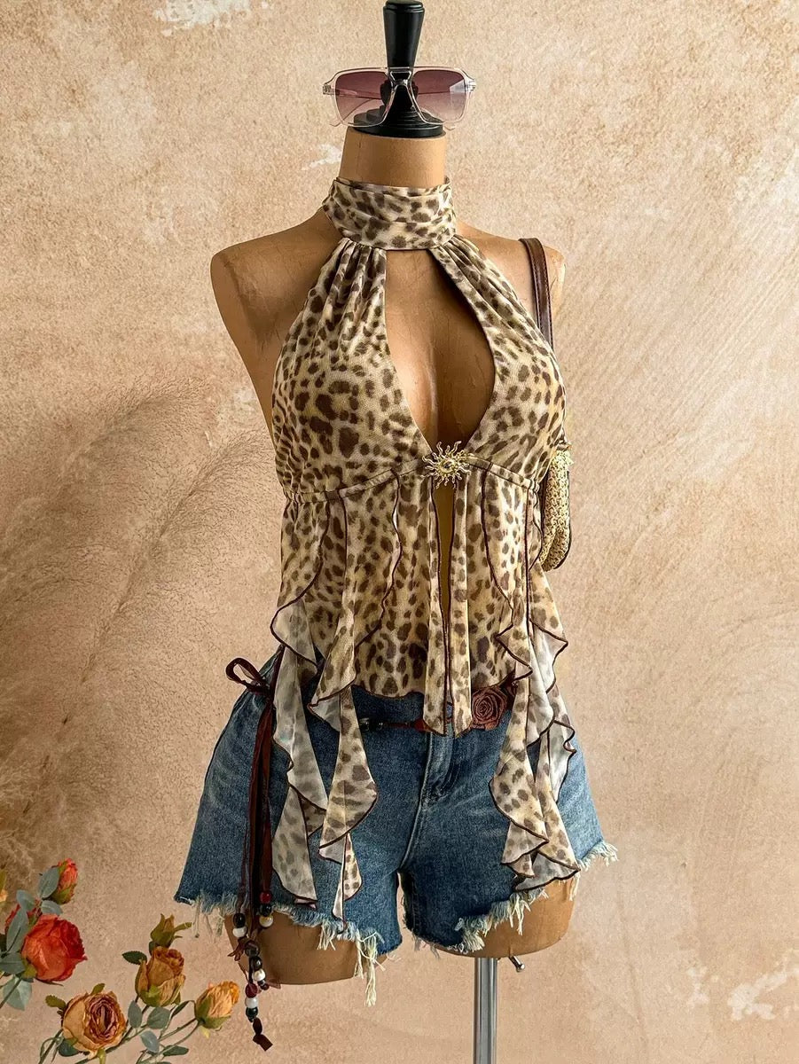 leopard print halter top