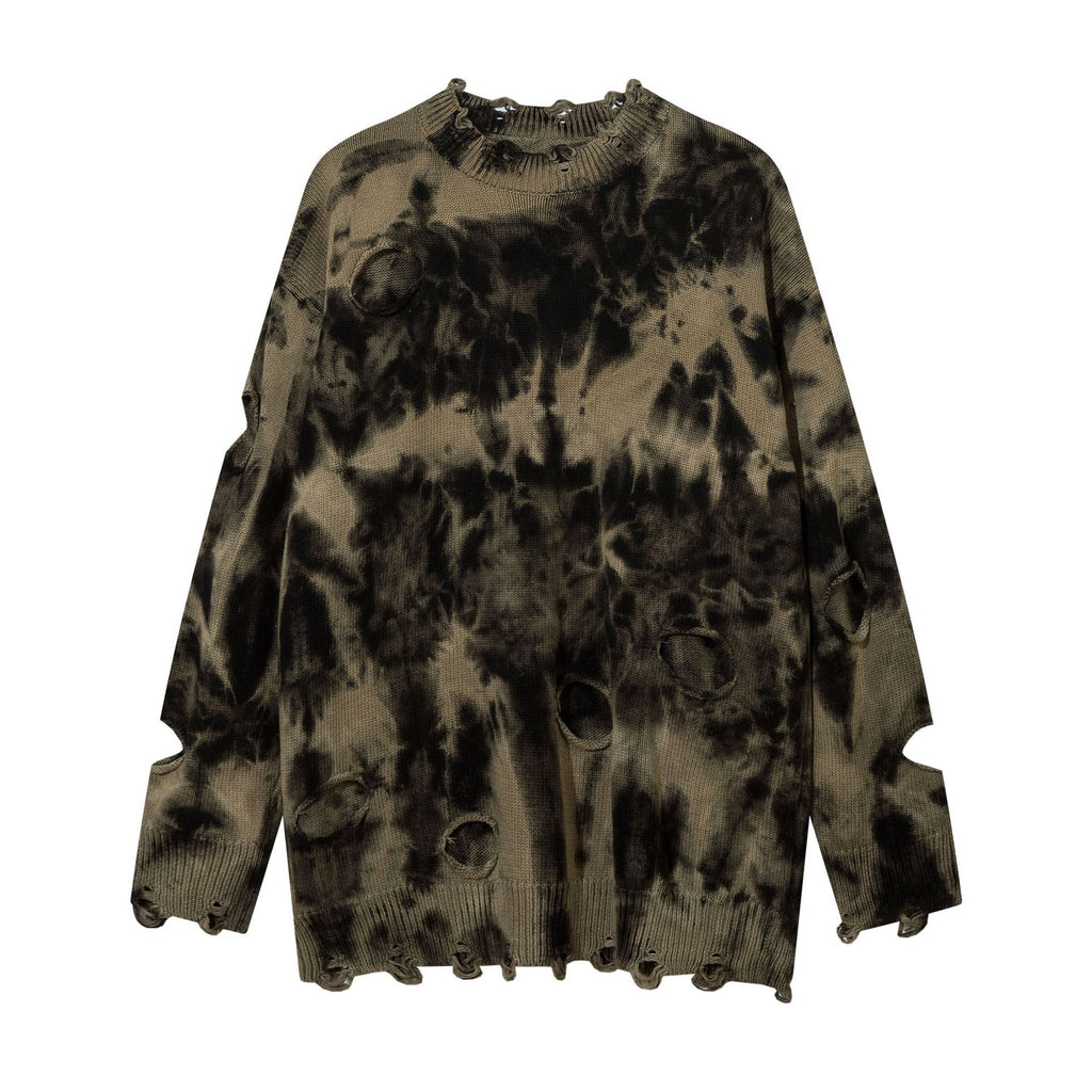 Distressed Tie-Dye Knit Sweater