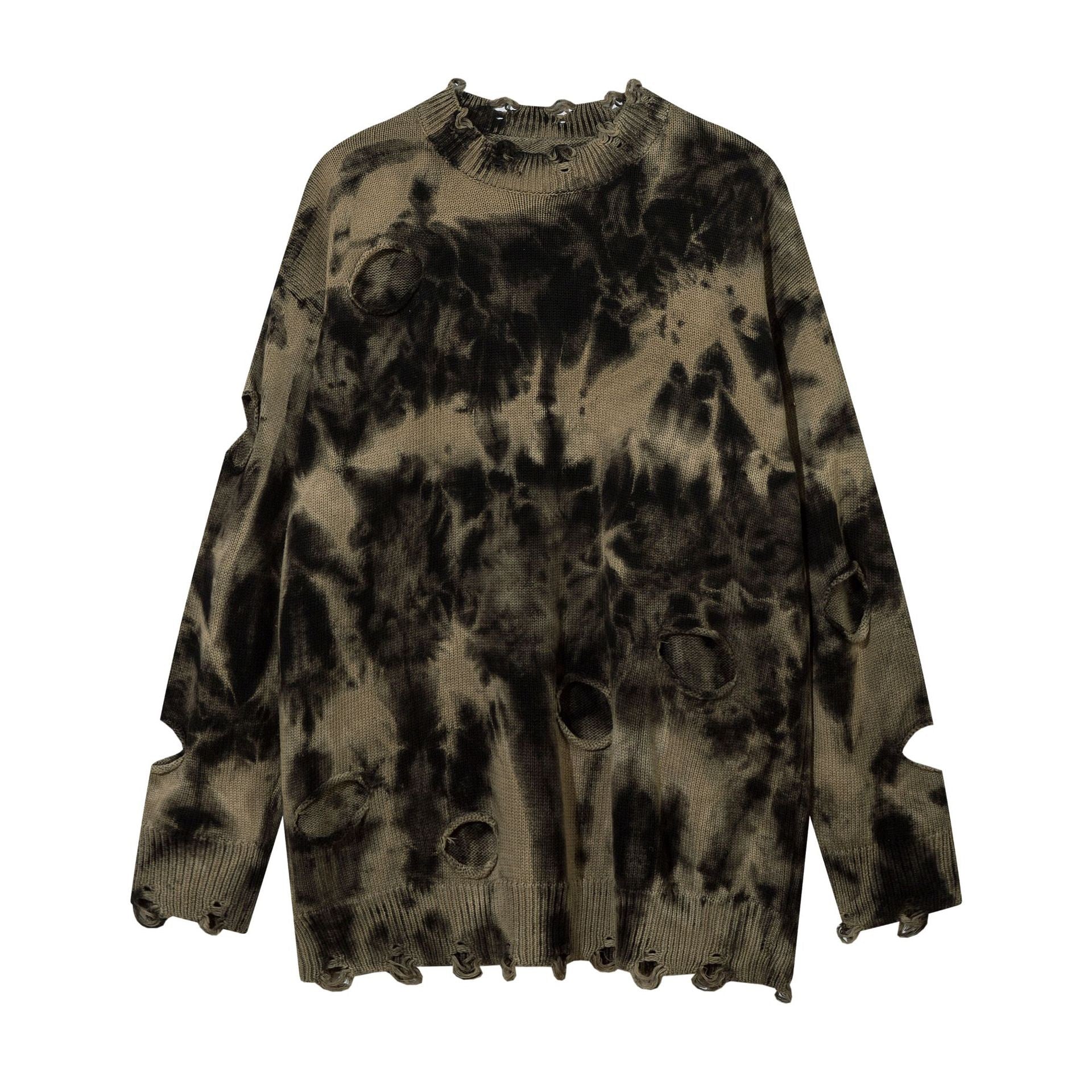 Distressed Tie-Dye Knit Sweater