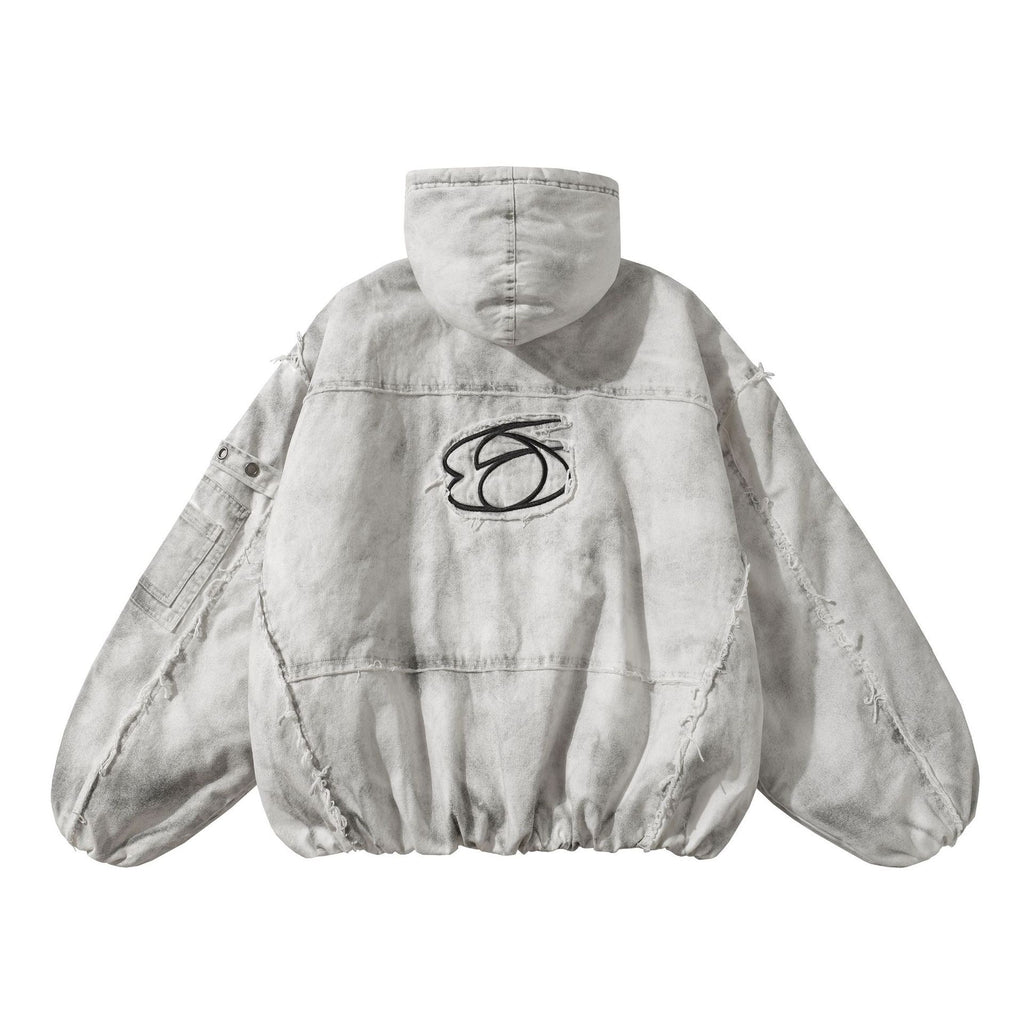 Dirty Dyed Raw Edge Old Thickeneded Warm Cotton Jacket