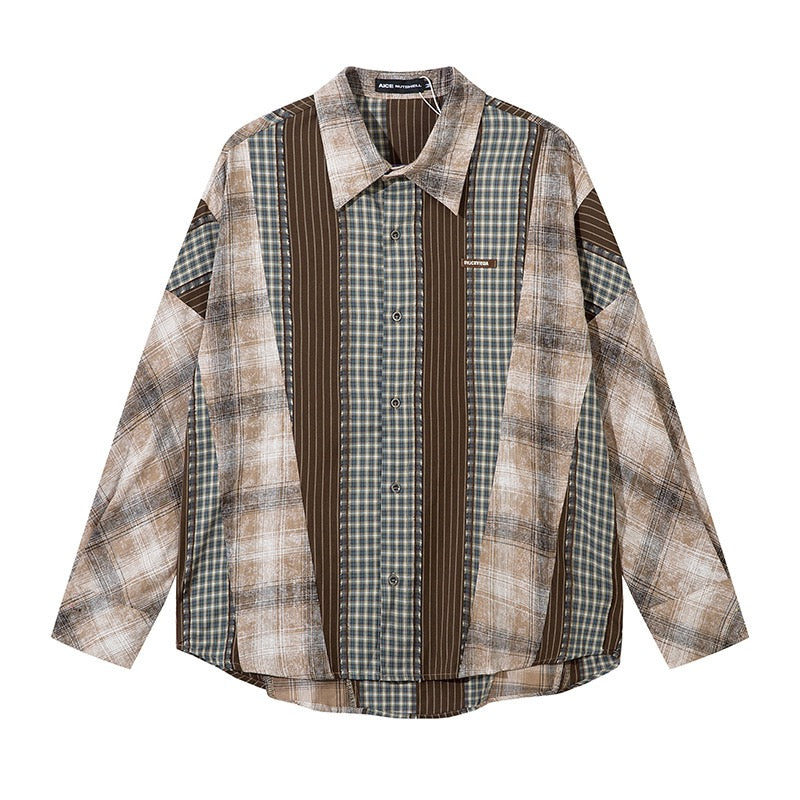 Retro Waste Soil Style Plaid Long Sleeve Shirt