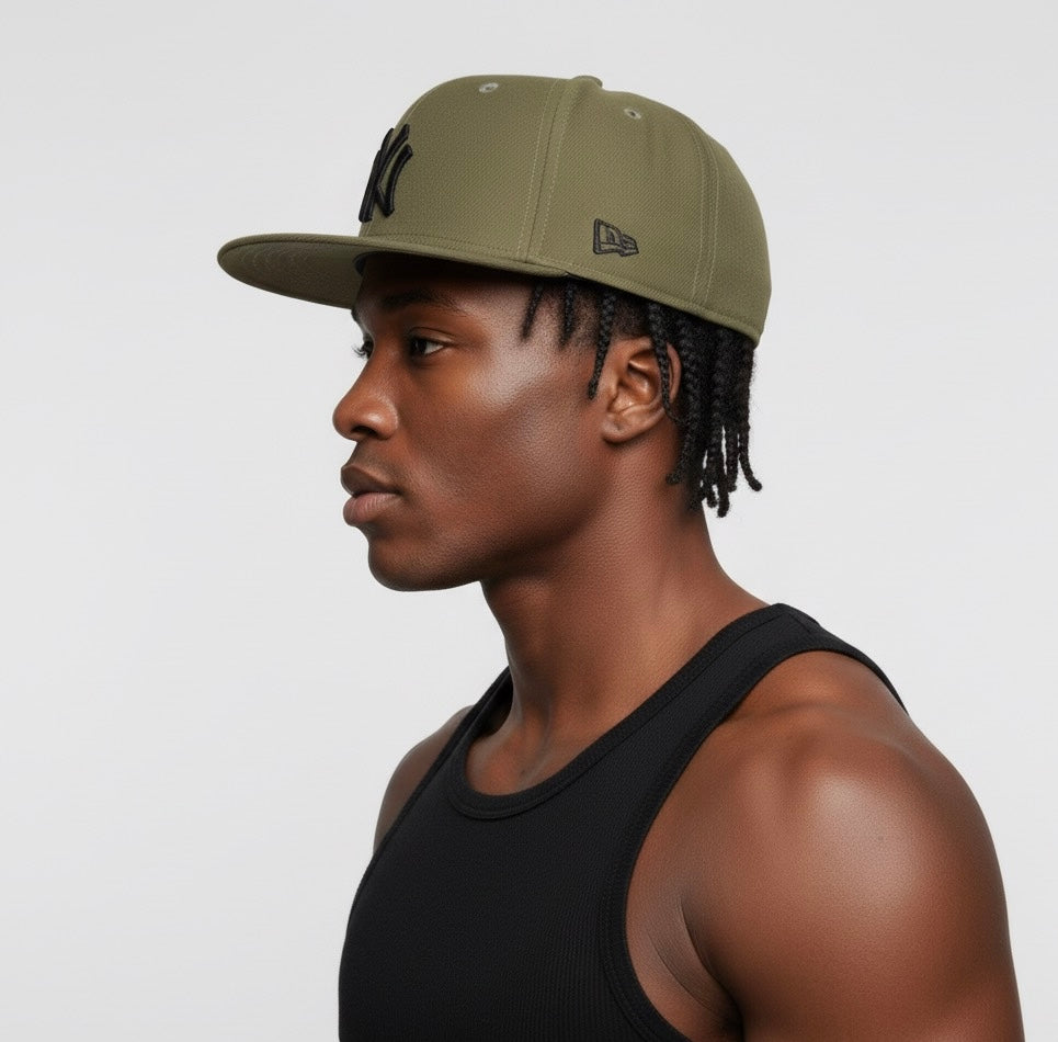 New York Yankees 59FIFTY fitted hat in an olive green