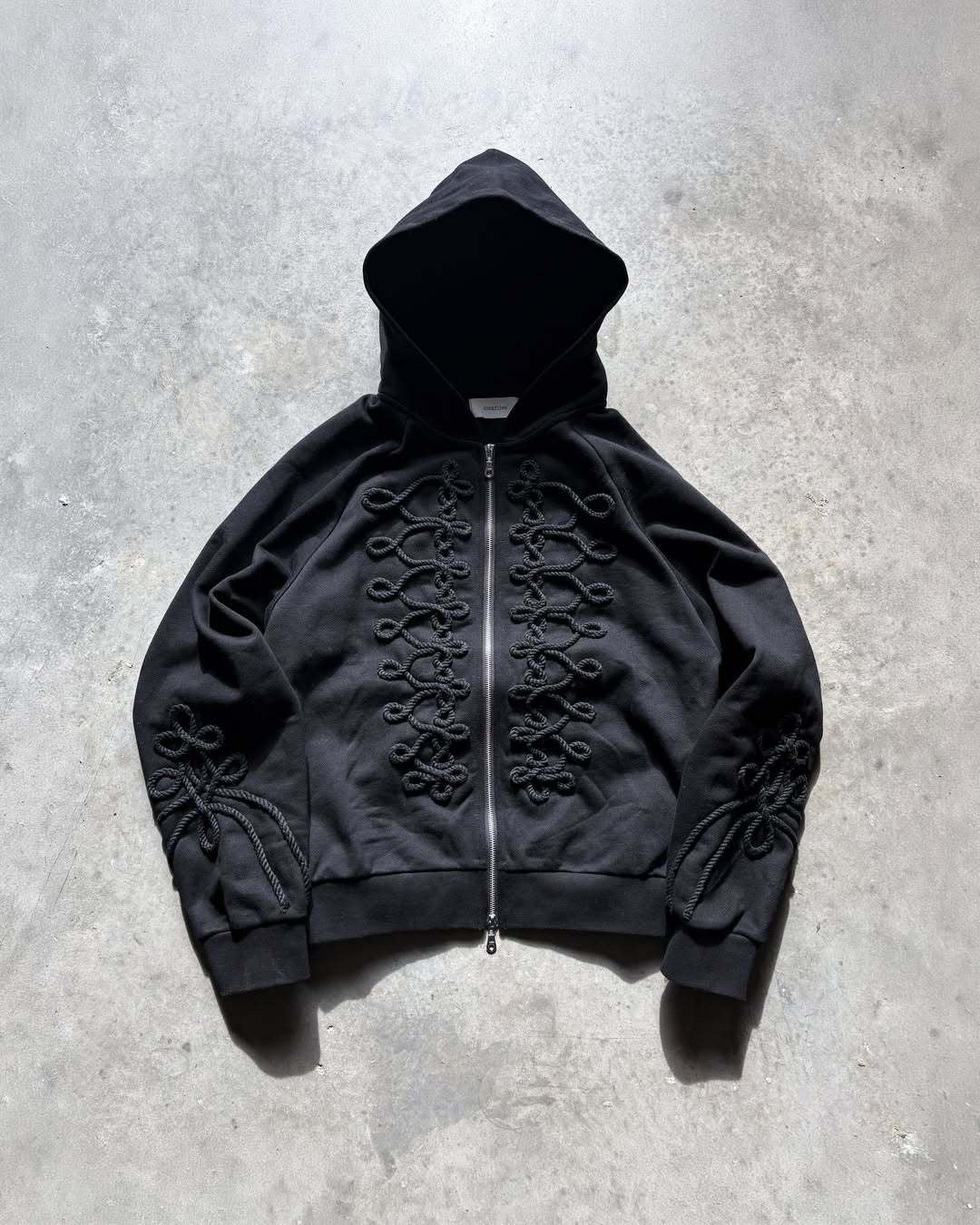 Rope Embellished Zip Hoodie