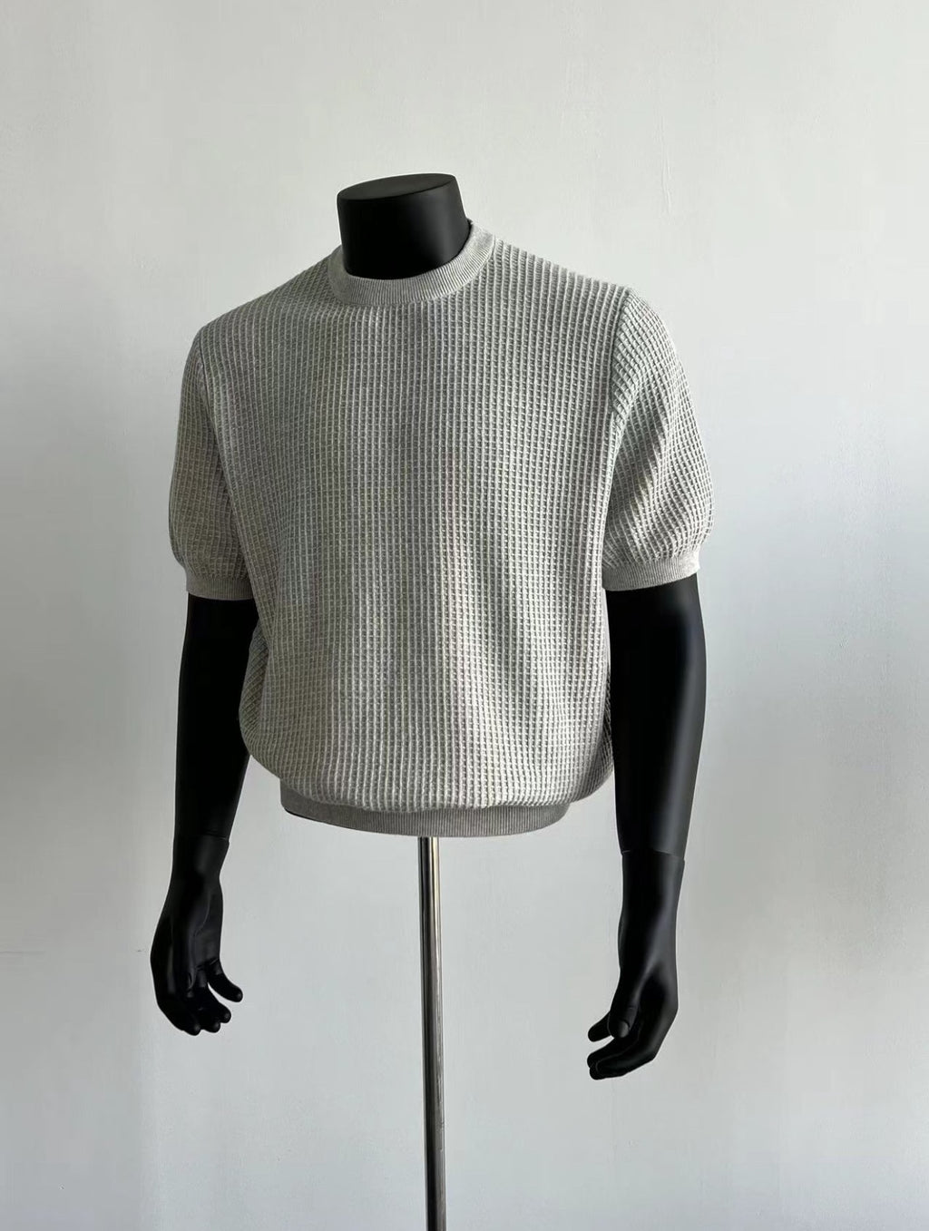 Short-Sleeve Waffle Knit Sweater
