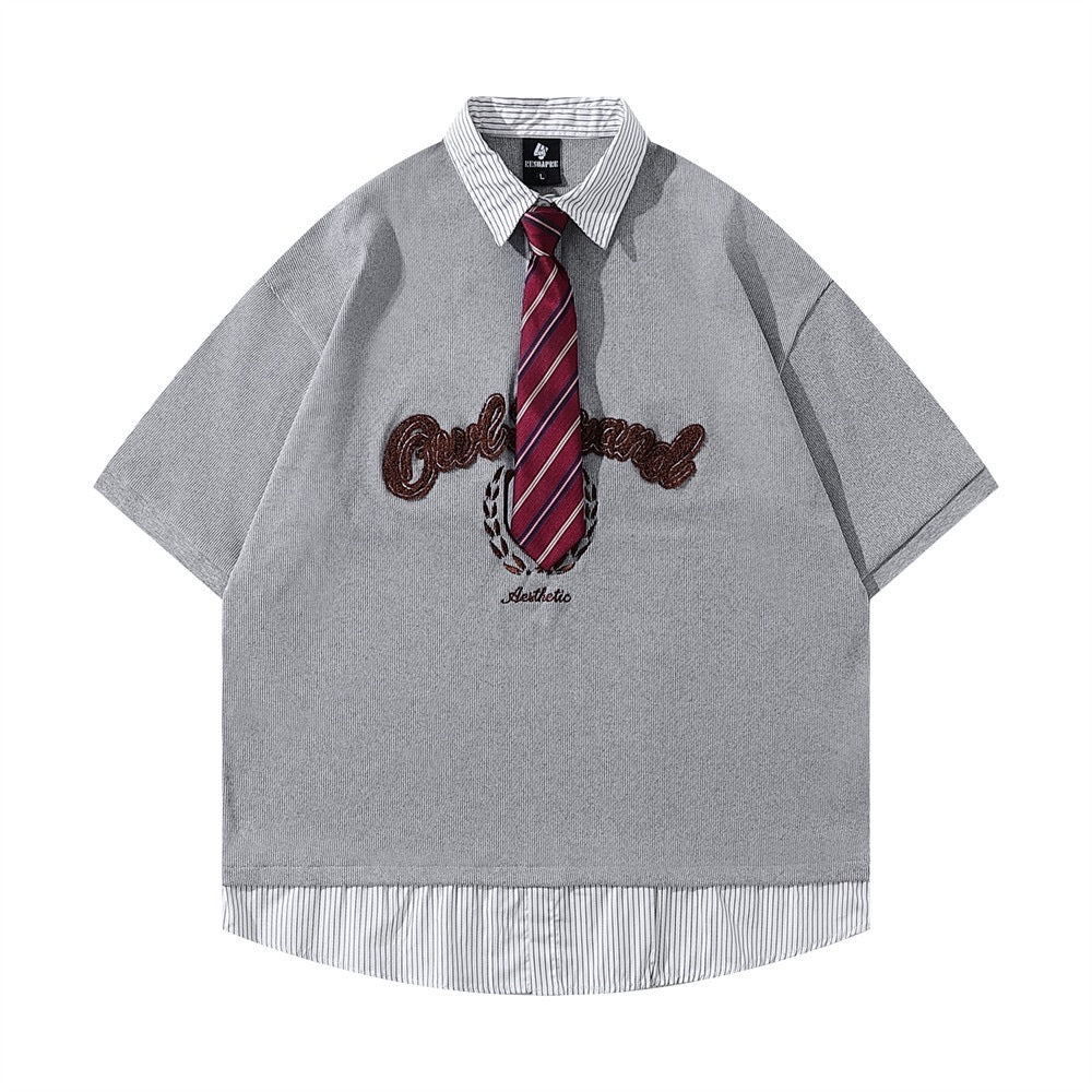 Layered Shirt with Tie Tee