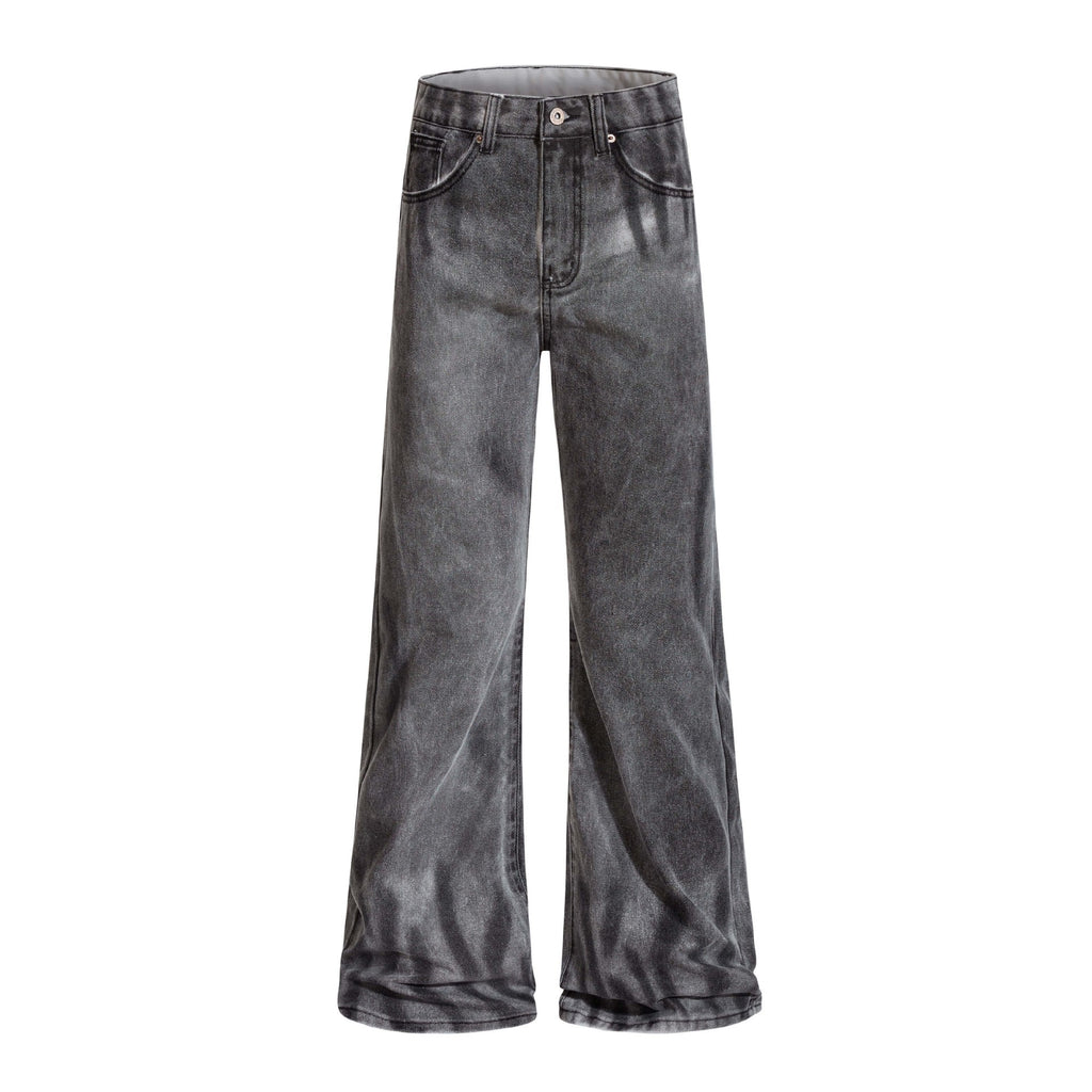 Washed Charcoal gray Wide-Leg Denim