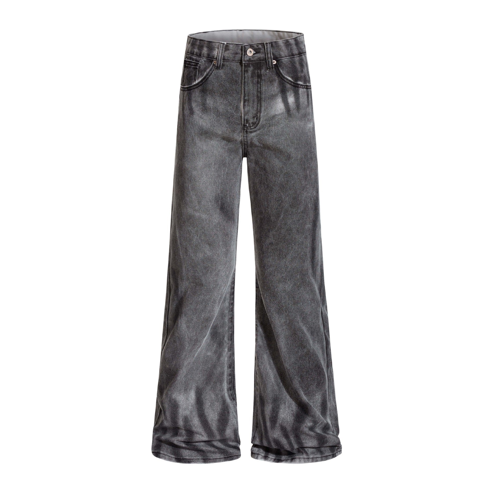 Washed Charcoal gray Wide-Leg Denim