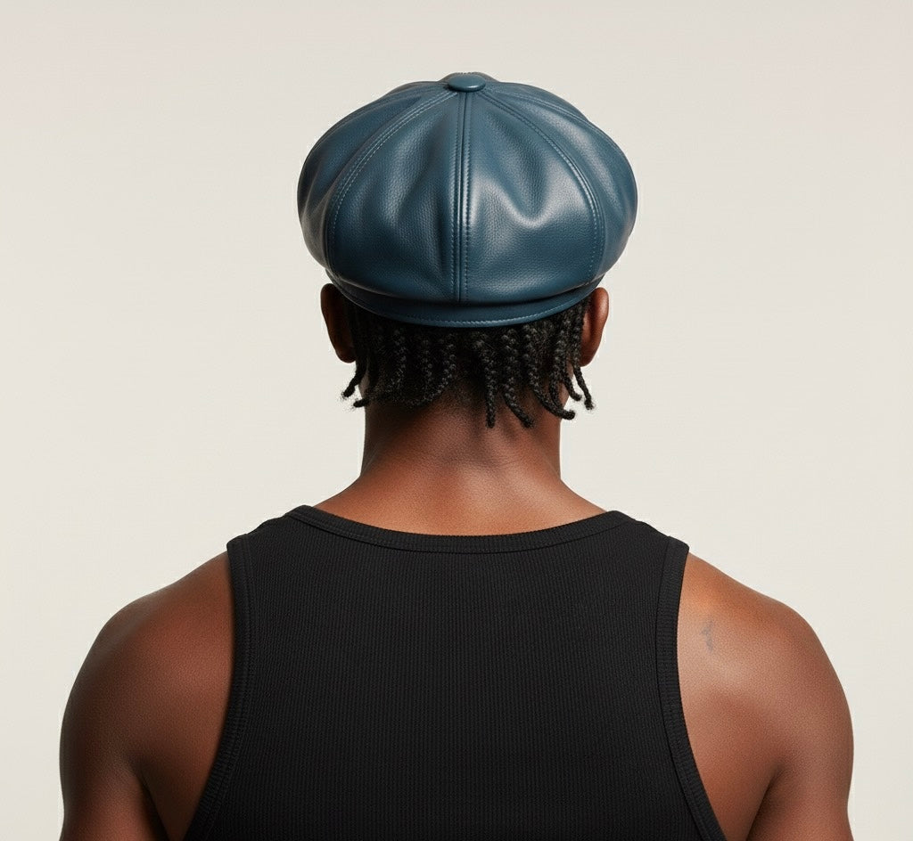 Leather newsboy cap