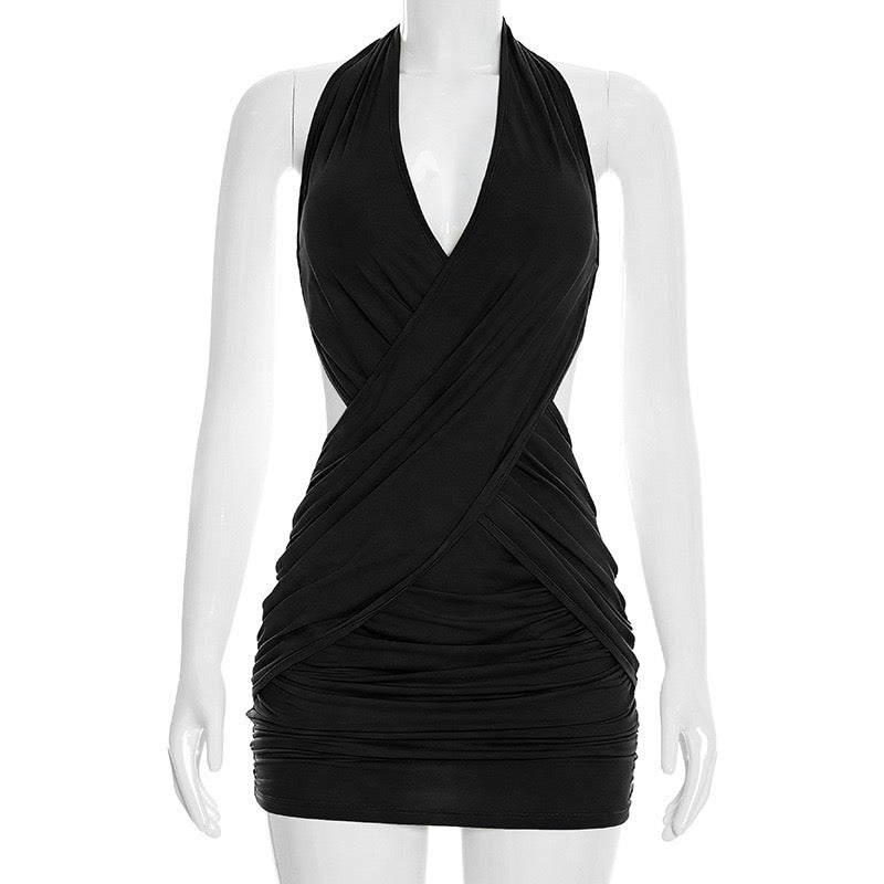V- neckline mini bodycon dress
