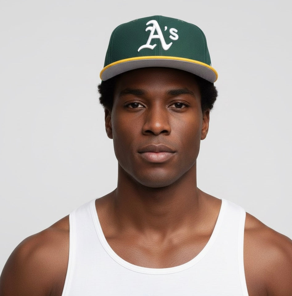 59FIFTY Oakland Athletics Home Authentic Collection On-Field Fitted Hat in green and yellow