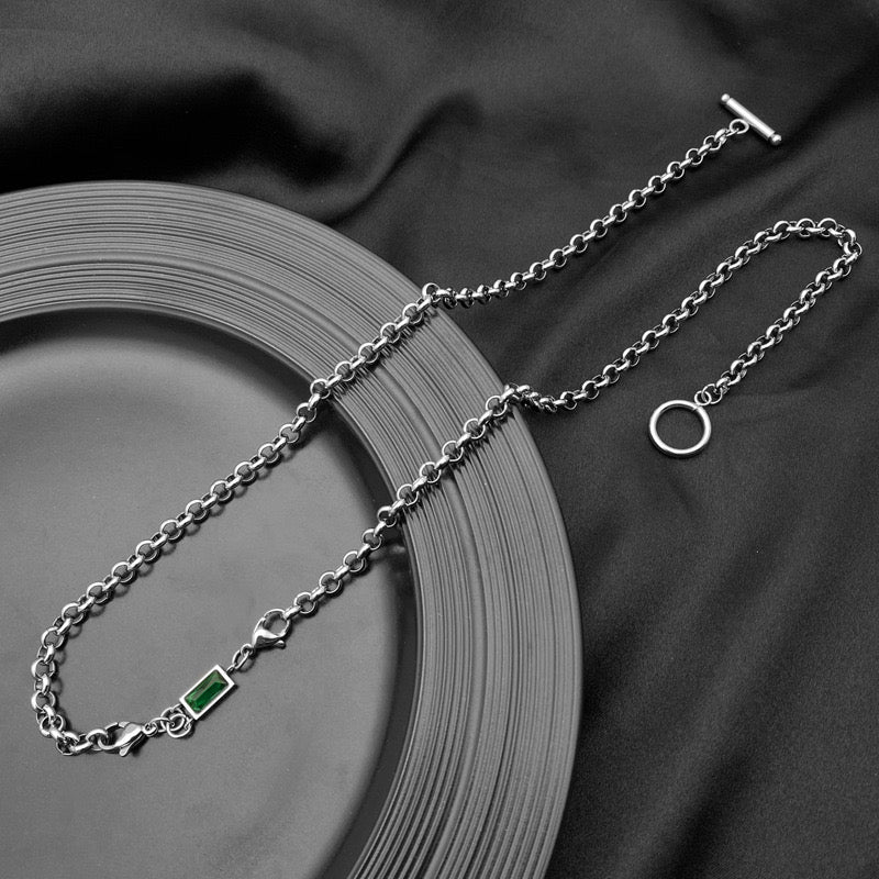 Miansai Lyra Agate chain with green agate stone