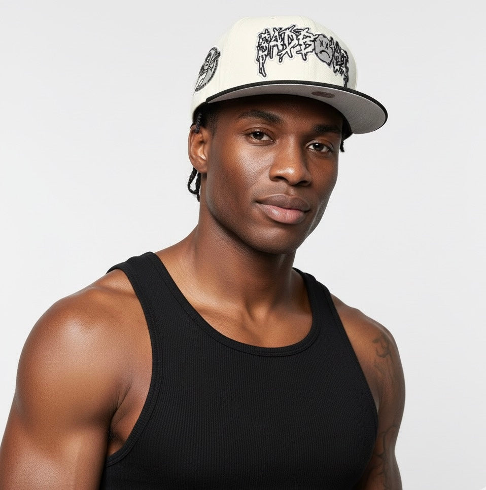 Junior H x New Era fitted hat with "SADBOYZ"