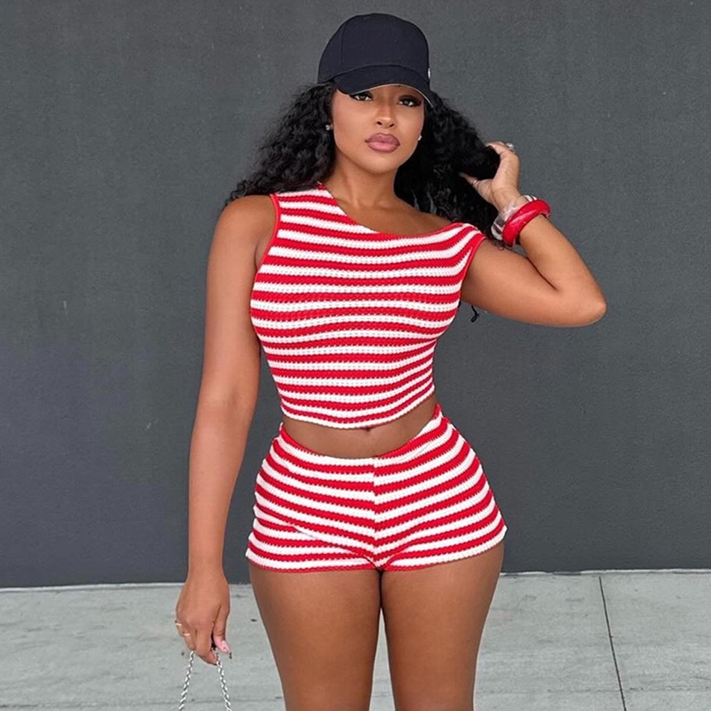 Two-piece striped knit set