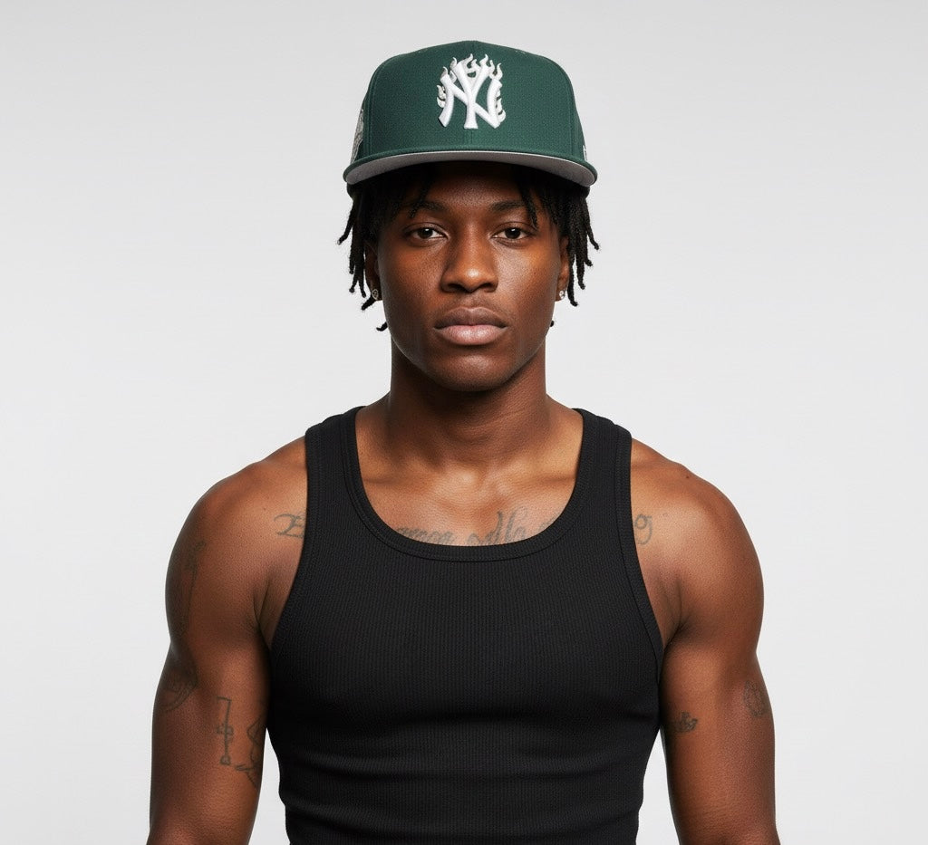 Dark Green New York Yankees Flame Logo Gray Bottom 1999 World