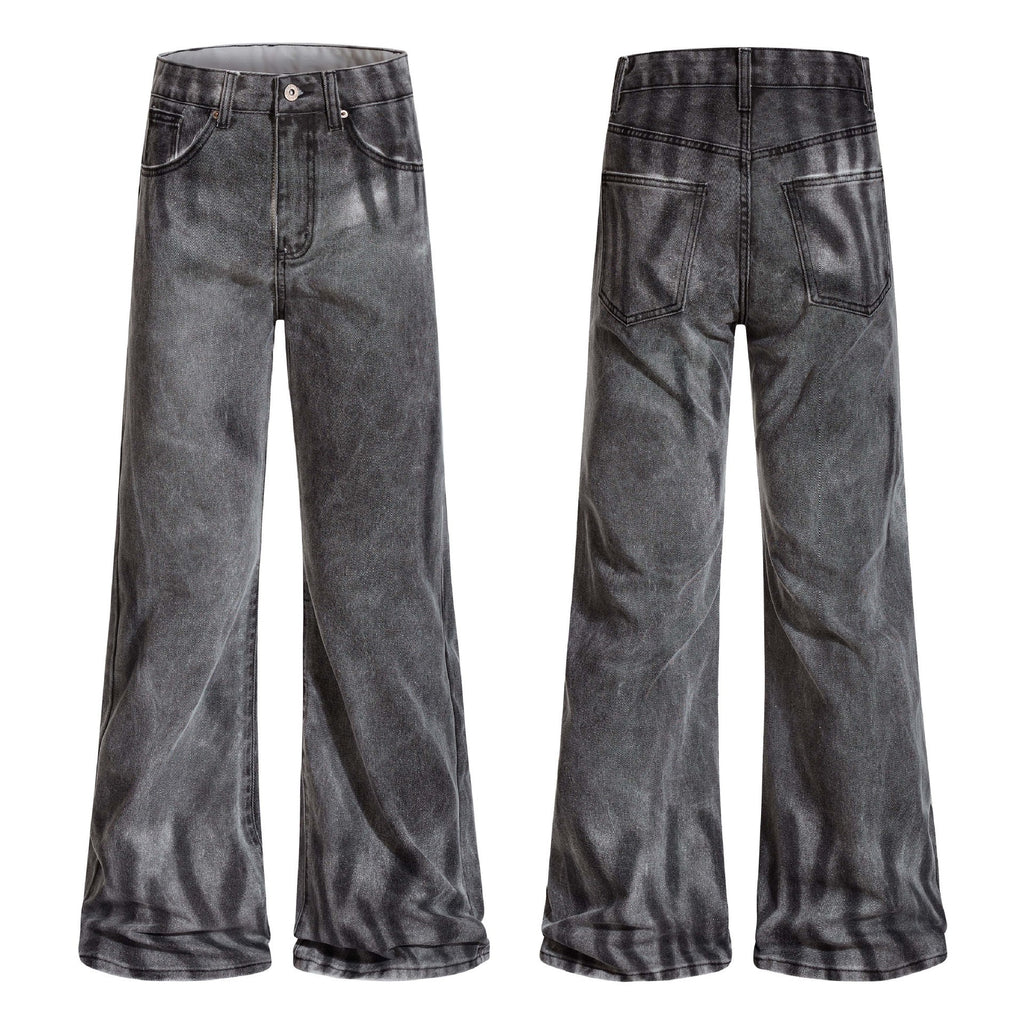 Washed Charcoal gray Wide-Leg Denim