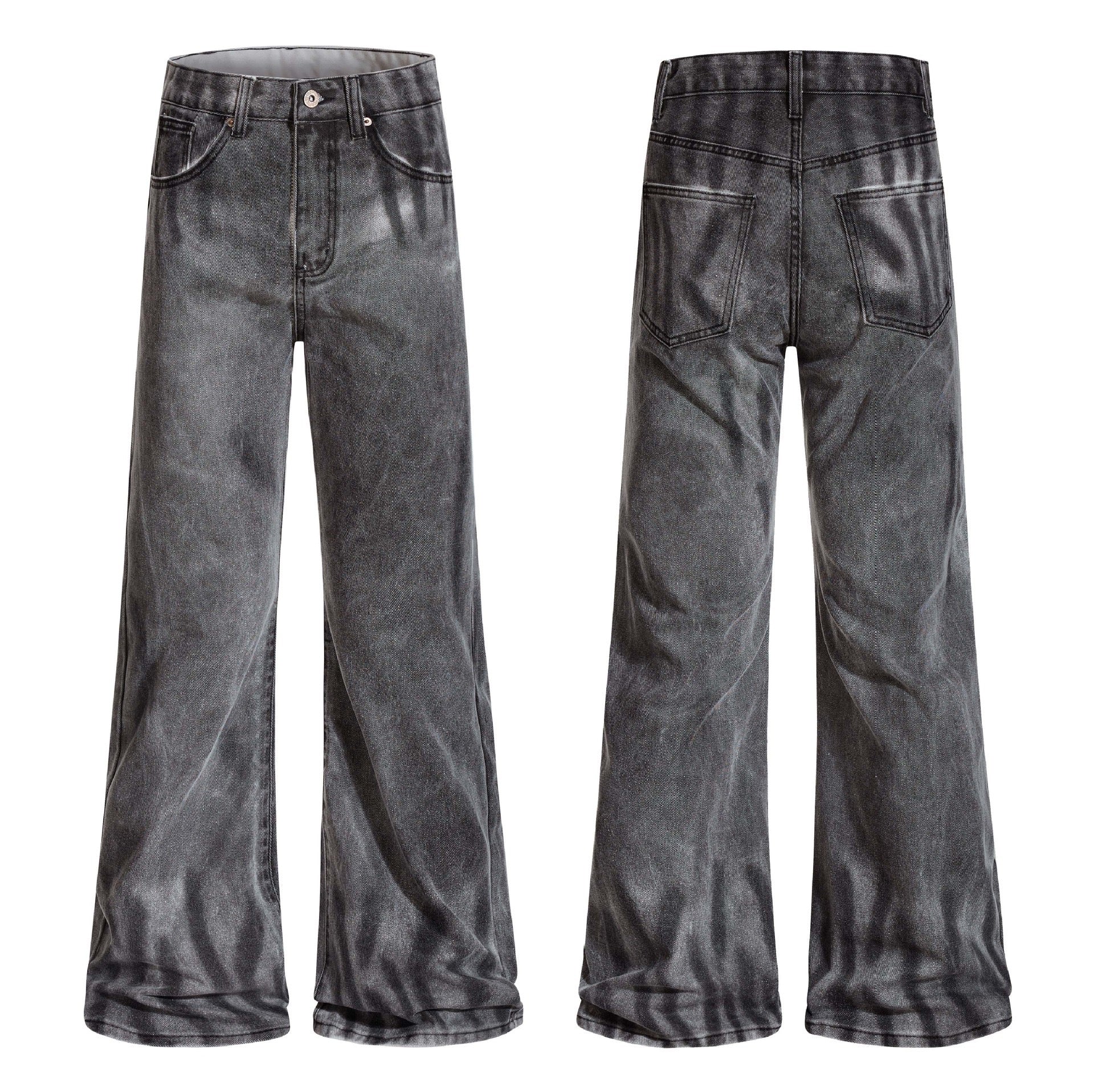 Washed Charcoal gray Wide-Leg Denim