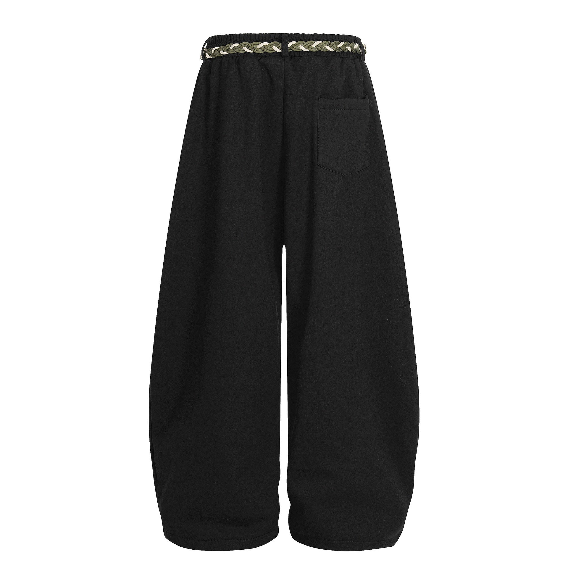 Baggy Sweatpants with unique braided rope belt with a red tassel