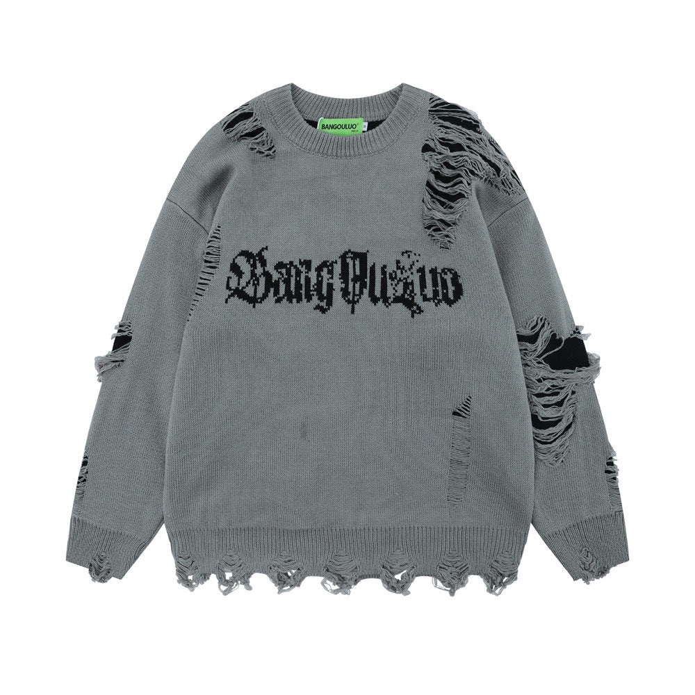 Gothic Text Distressed Sweater