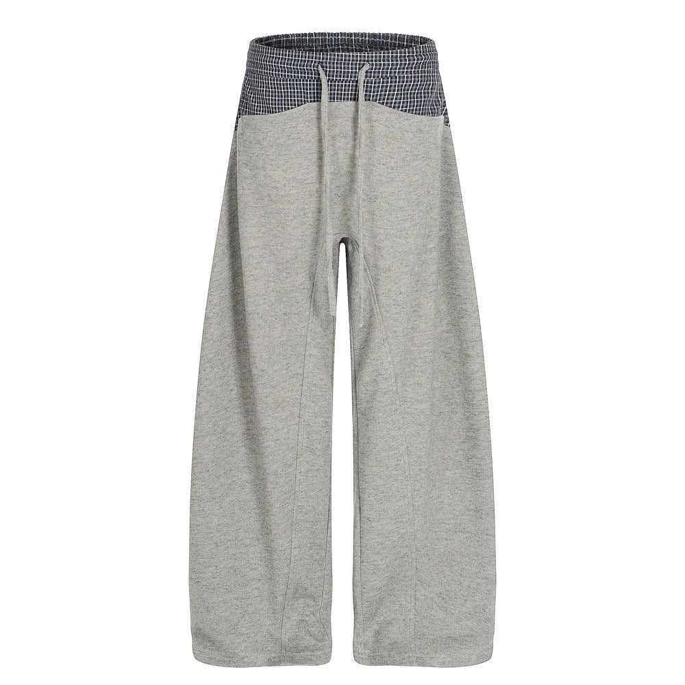 Plaid patchwork baggy sweatpants