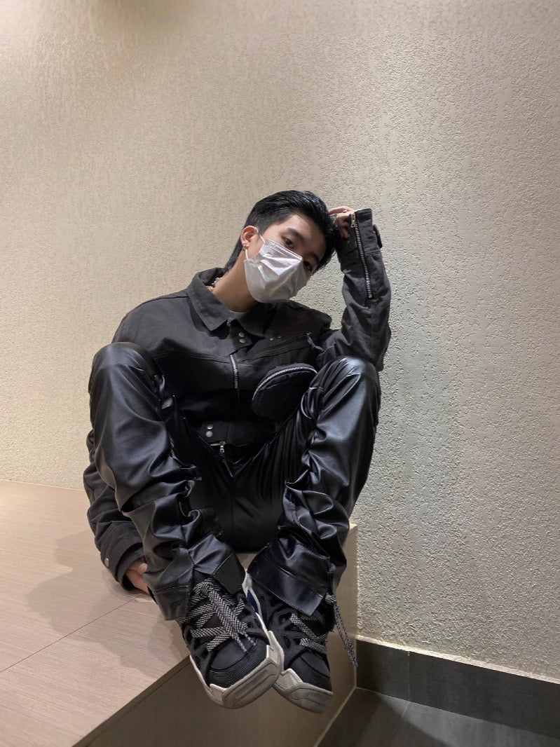 Ruffle Leather Pant