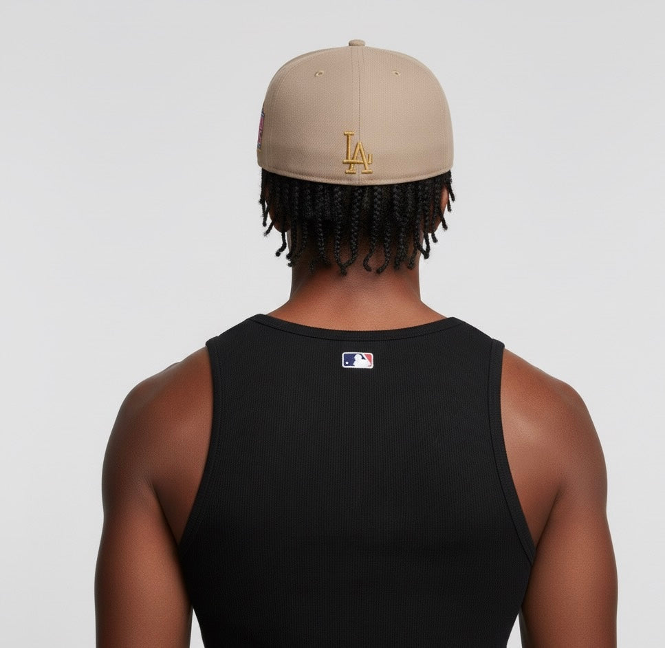 LA Dodger Khaki Rose Garden Fitted Hat