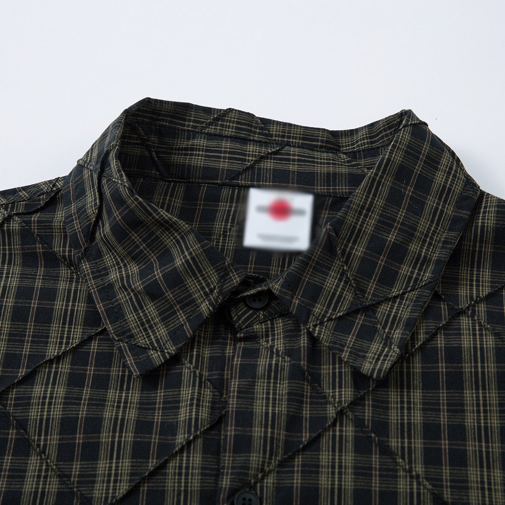 Plaid Stitching Two-piece Long-sleeved Shirt