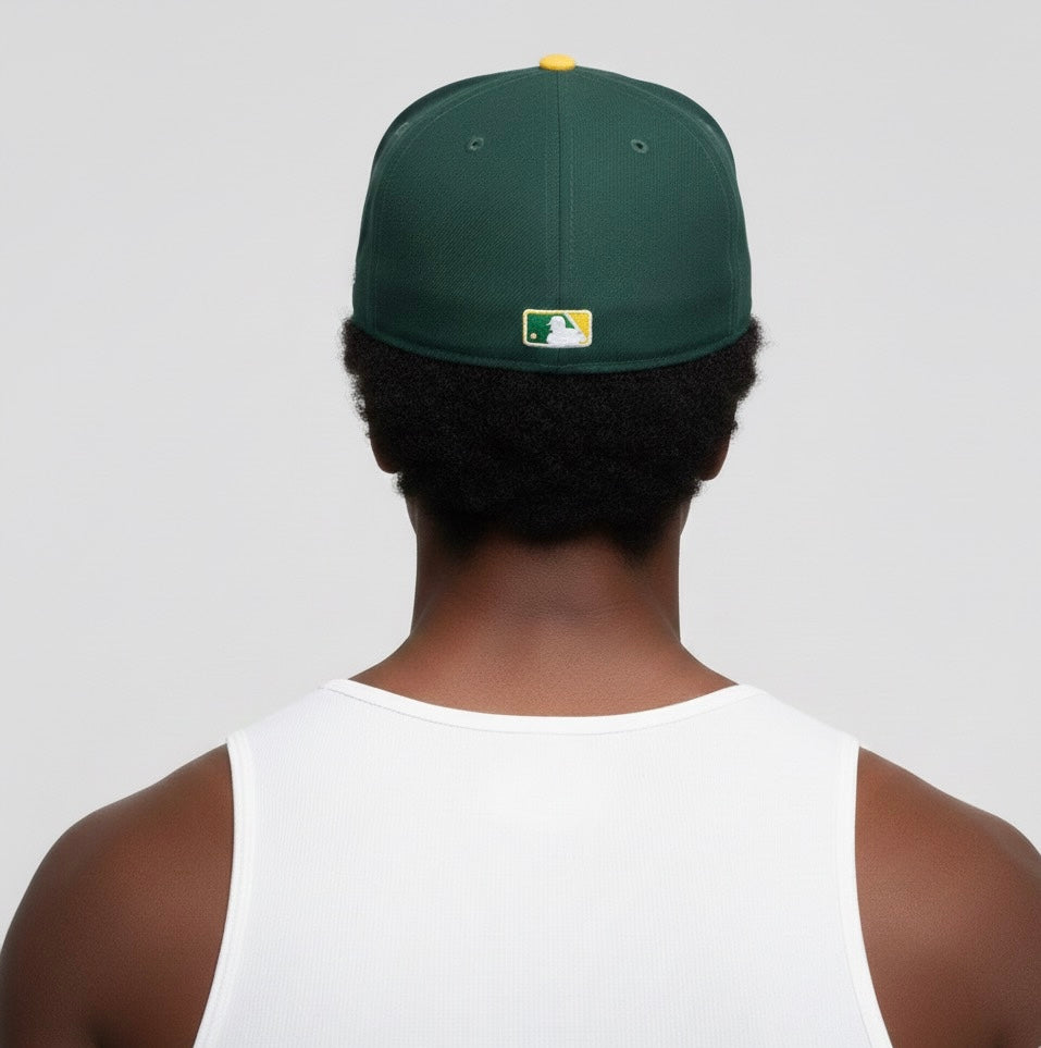 59FIFTY Oakland Athletics Home Authentic Collection On-Field Fitted Hat in green and yellow
