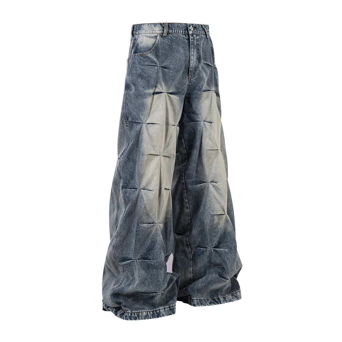 3D Quilted Denim with star-shaped puff texture