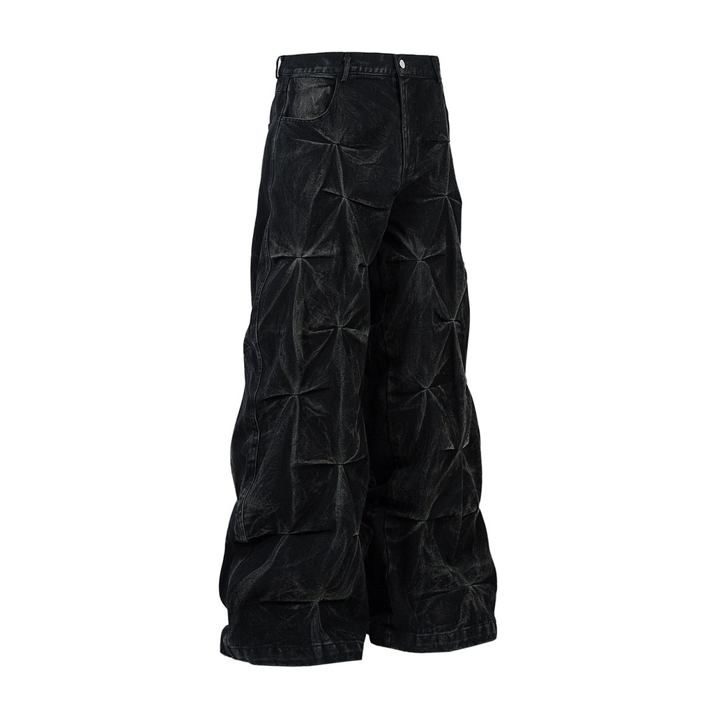 3D Quilted Denim with star-shaped puff texture
