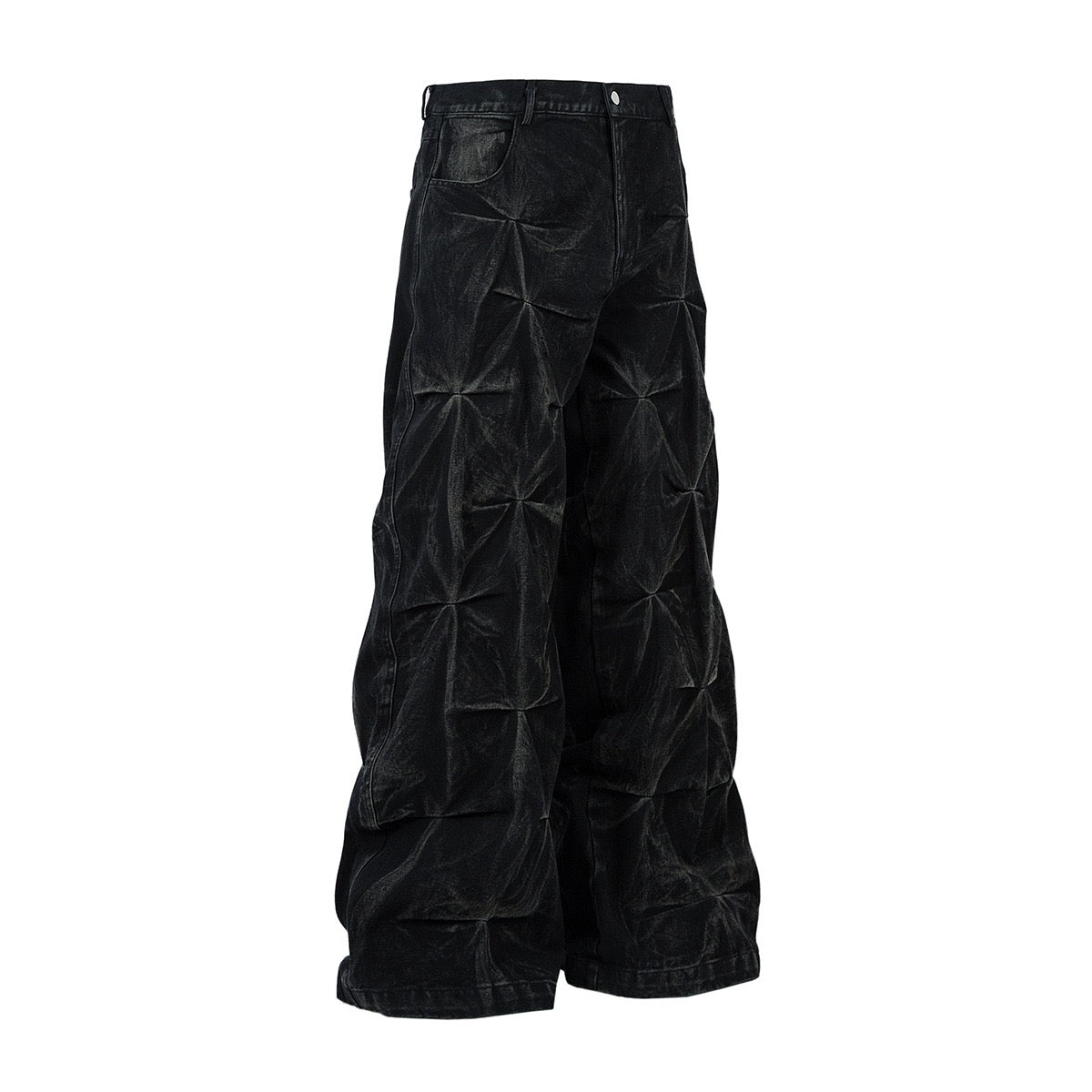 3D Quilted Denim with star-shaped puff texture