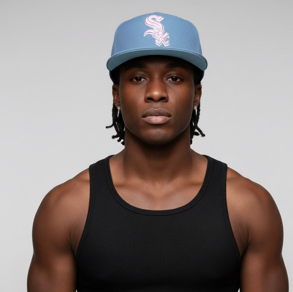 59FIFTY Chicago White Sox fitted cap in light blue with a pink logo