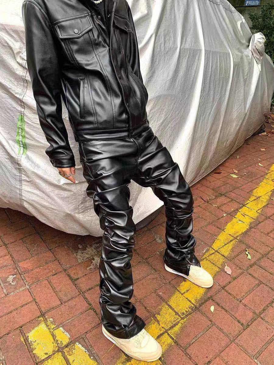 Ruffle Leather Pant