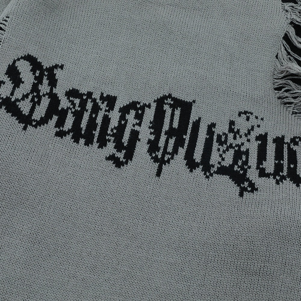 Gothic Text Distressed Sweater