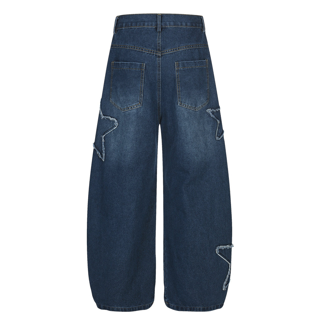 Star Embroidery Wide-Leg Pants