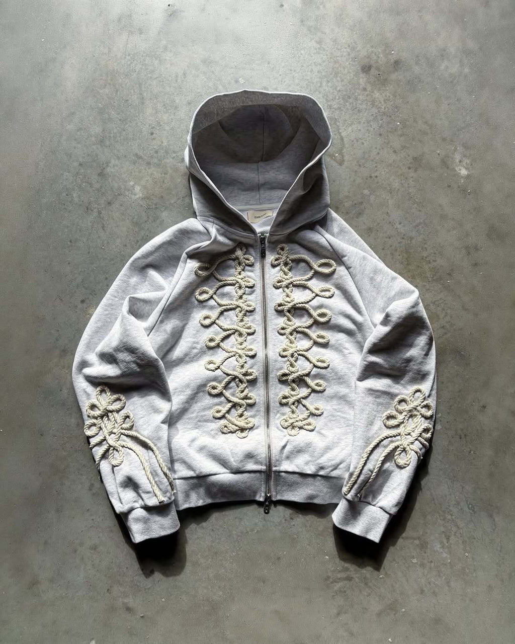 Rope Embellished Zip Hoodie