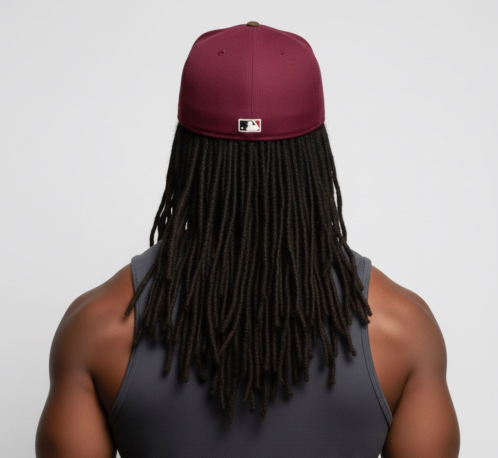Detroit fitted cap in wine