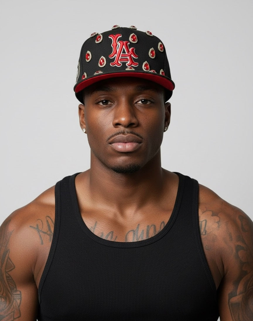 CUSTOMIZED Los Angeles in black/red SNAPBACK #RainDropCollection