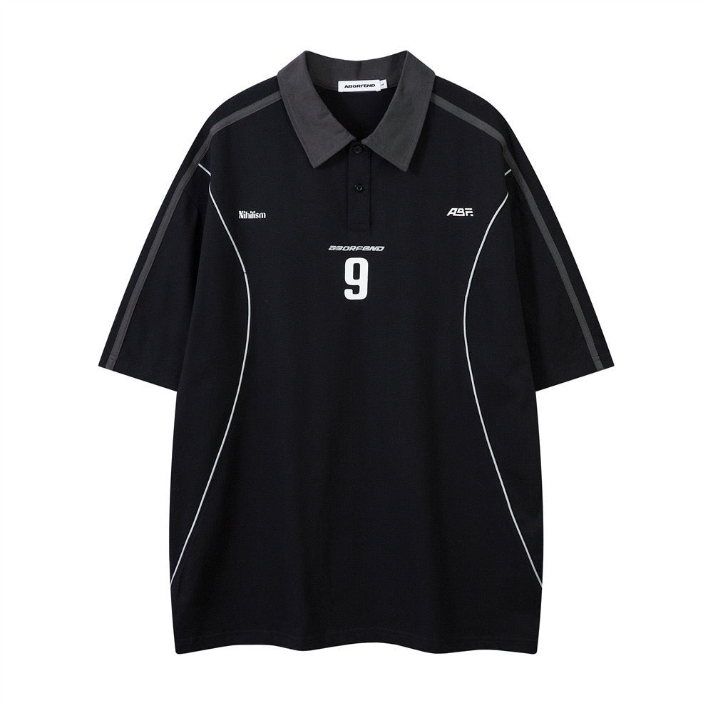 NO.9 Sporty Polo Soccer Jersey